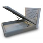 Cama Baúl Tapizada Viena 2 Plazas + Colchón r800