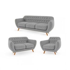 Juego de sala Valentino 3-2-1 / color gris claro