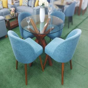 Juego De Comedor 4 Sillas Vintage – Celeste