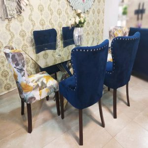 Juego De Comedor 6 Sillas Acero – Azul